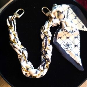 Flower Scarf Chain Handbag Strap – Purse Accessory